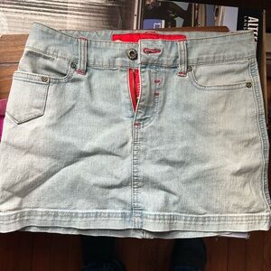 Ecko Unlimited Light Blue Mini Skirt with Red Details